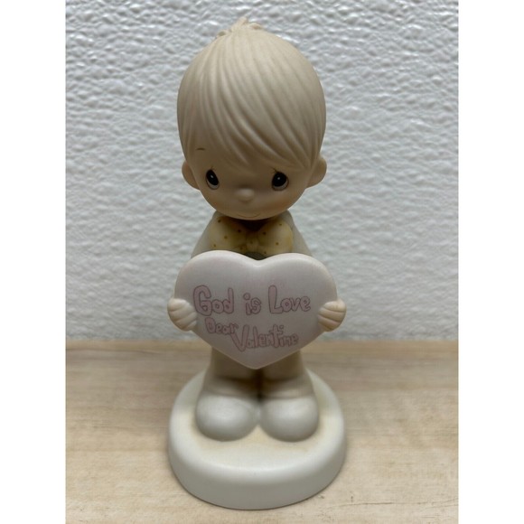 1981 Enesco Precious Moments God Is Love Dear Valentine Porcelain Figurine - Picture 1 of 12